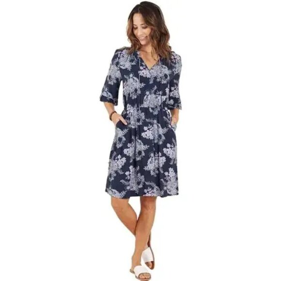 Carve Designs Liliana Dress Blue Floral Size 2 - Picture 1 of 12